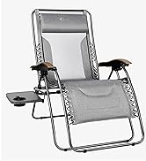 PORTAL Oversized Mesh Back Zero Gravity Reclining Patio Chairs, XL Padded Seat Folding Patio Loun...