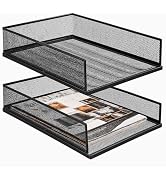 YOUEON 2 Pack Wire Mesh Letter Trays 12.8"x10"x2.9", Stackable Paper Tray Organizer for Desk, Met...
