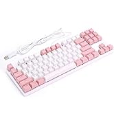 PUSOKEI Mechanical Gaming Keyboard, 87 Keys Keyboards RGB LED Rainbow Backlit Wired Keyboard, Mec...