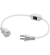 Strhowill Short 1-Foot (White) On Off Switch Extension Cord,Nema 1-15P to 1-15R Extension Power C...