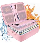 BALEINE Fireproof Document Box with Lock, Portable Fireproof Document Bag Waterproof Fire Proof F...