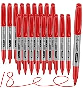 craftinova Red Permanent Marker Bulk, Fine Point Markers work on Plastic Metal Wood etc., Quick D...