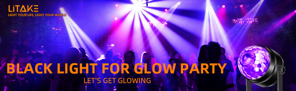 Litake UV Black Light Disco Ball