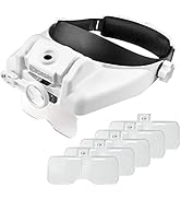 Headband Lighted Magnifying Glasses with Led Light, Head Mount Magnifier Glasses Visor Handsfree ...