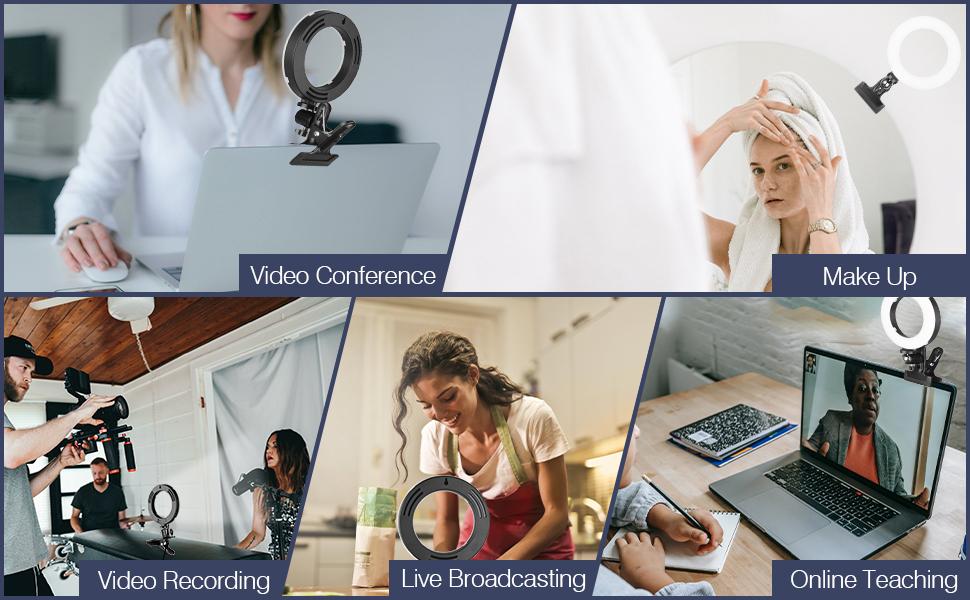 Selfie Webcam Light with Clamp Mount for Video Conferencing