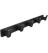 Black Coat Rack Wall Hooks for Hanging Heavy Duty Door Hooks with 5 Hooks Key Holder for Wall Hat...
