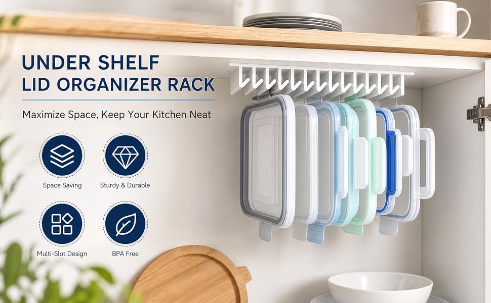 Lid Loft Lid Organizer, 10-Slot LidLoft Hanging Organizer in Cabinet