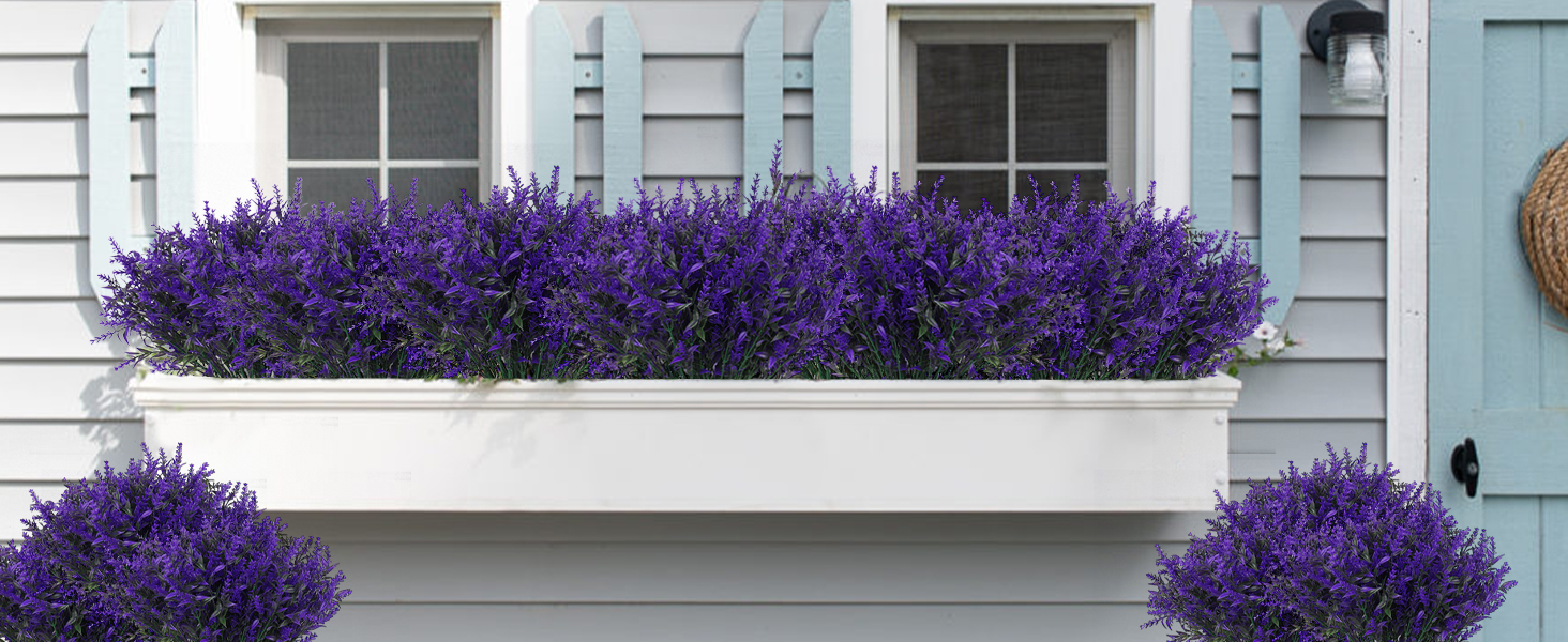 Artificial Fake Flowers, Faux Outdoor Plastic Plants UV Resistant Shrubs Outside Indoor Decorations
