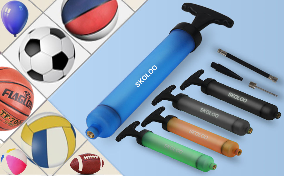 Multi-color; blue green gray orange&amp;black. hand pump for inflatables, basketball pump,football pump