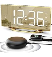 Loud Alarm Clock for Heavy Sleeper, 2 Alarms Big Display Clock with Bed Shaker for Hard of Hearin...