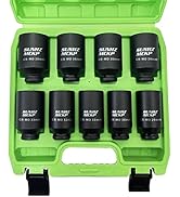 SUNKPMCKP 1/2" Drive Deep 6-Point Impact Socket Set, 9-Piece METRIC Spindle Axle Nut Impact Socke...