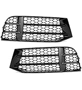 Fog Light Grilles Grills Cover Front Bumper Lower Grille Fog Light Pair Glossy Black Honeycombs M...