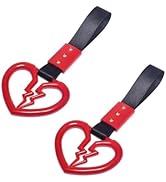 MOXRUQ 2 PCS Broken Heart Car Handle Strap, Drift Charm Handle Strap, Auto Heart Shape Rear Bumpe...