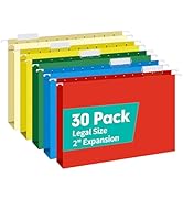HERKKA Extra Capacity Legal Size Hanging File Folders, 30 Pack Reinforced Legal Size Hanging Fold...