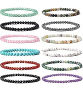 SONNYX 12 Pieces 4mm Mini Gemstone Energy Bracelets Natural Gemstone Handmade Crystal Beaded Powe...