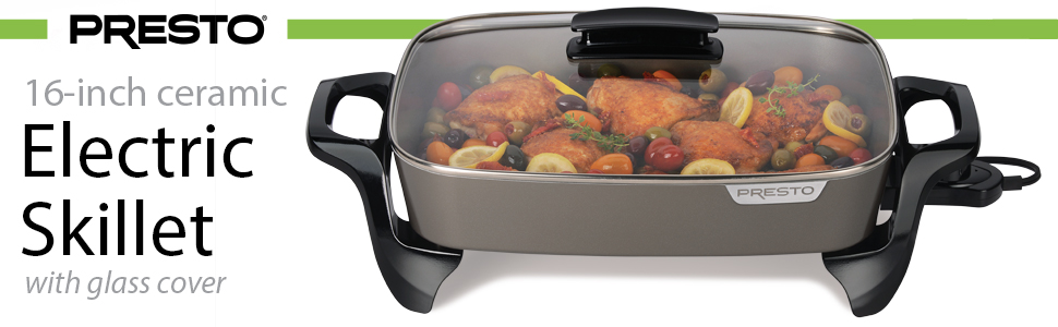 06856 Grey Ceramic Electric Skillet, 16-inch