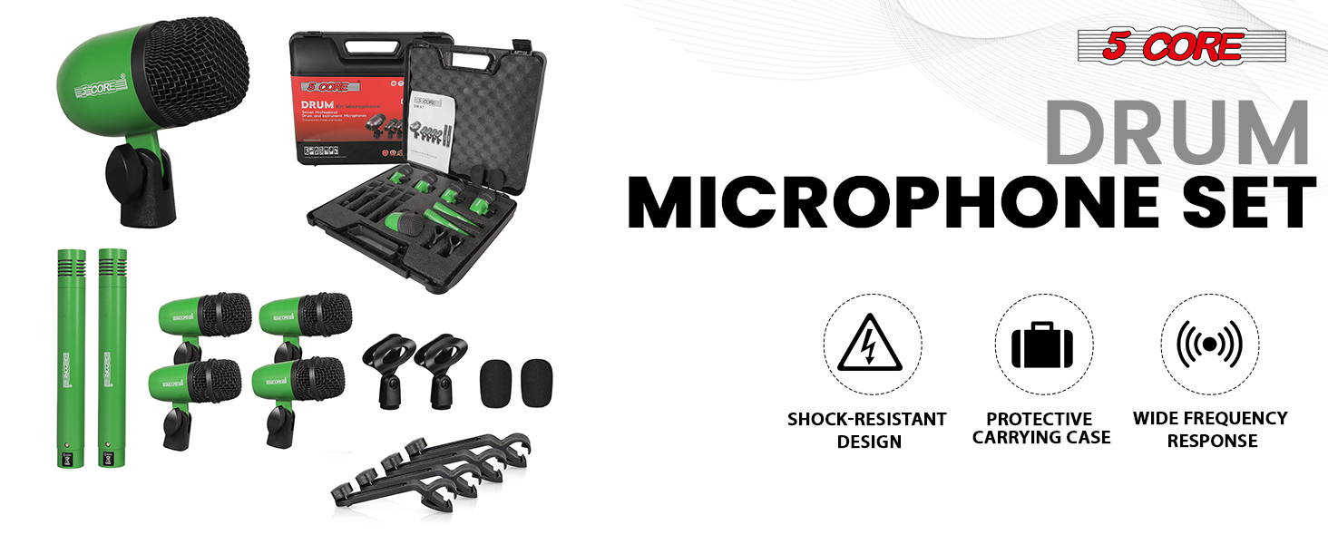 drum mic kit drum microphone set 7 piece drum set drum mic set recording studio kit percussion mic