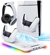 Mytrix PS5 Slim Stand and Cooling Station with Dual Controller Charging Station for Playstation 5...