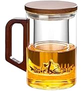 Unbreakable - Glass Tea Cup with Infuser and Lid, 950ML / 32oz Large Borosilicate Tea Mug with Wo...