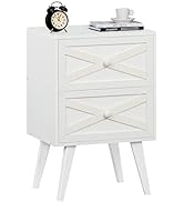 Lerliuo Mid-Centry Modern Nightstand with 2 Stroage Drawers, Farmhouse End Table with Barn Door, ...