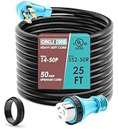CircleCord UL Listed 50 Amp 25 Feet RV/Generator Cord with Locking Connector, Heavy Duty 6/3+8/1 ...