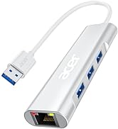 Acer USB to Ethernet Adapter, 4-in-1 USB A Hub with 3 USB A 3.1 &amp; 1Gbps RJ45 Network, USB A to LA...