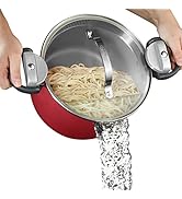 Gotham Steel 5 Quart Stock Pot Multipurpose Pasta Pot with Strainer Lid &amp; Twist and Lock Handles,...