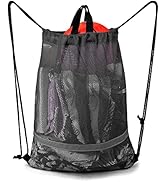 BeeGreen Mesh Drawstring Bag Beach Backpack Lightweight Heavy Duty Sackpack for Sport