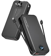 citicr Portable Charger Power Bank, 20000mAh PD20W USB C Fast Charging with Built-in Cables &amp; Wal...