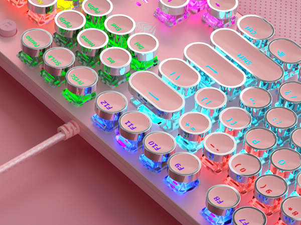 usb wired keyboard mechanical gaming keyboard pink cute keyboard clicky keyboard light up keyboard