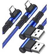 Right Angle USB C Cable [2-Pack, 10FT+10FT], 90 Degree iPhone 15 Charger Nylon Braided Cord for i...