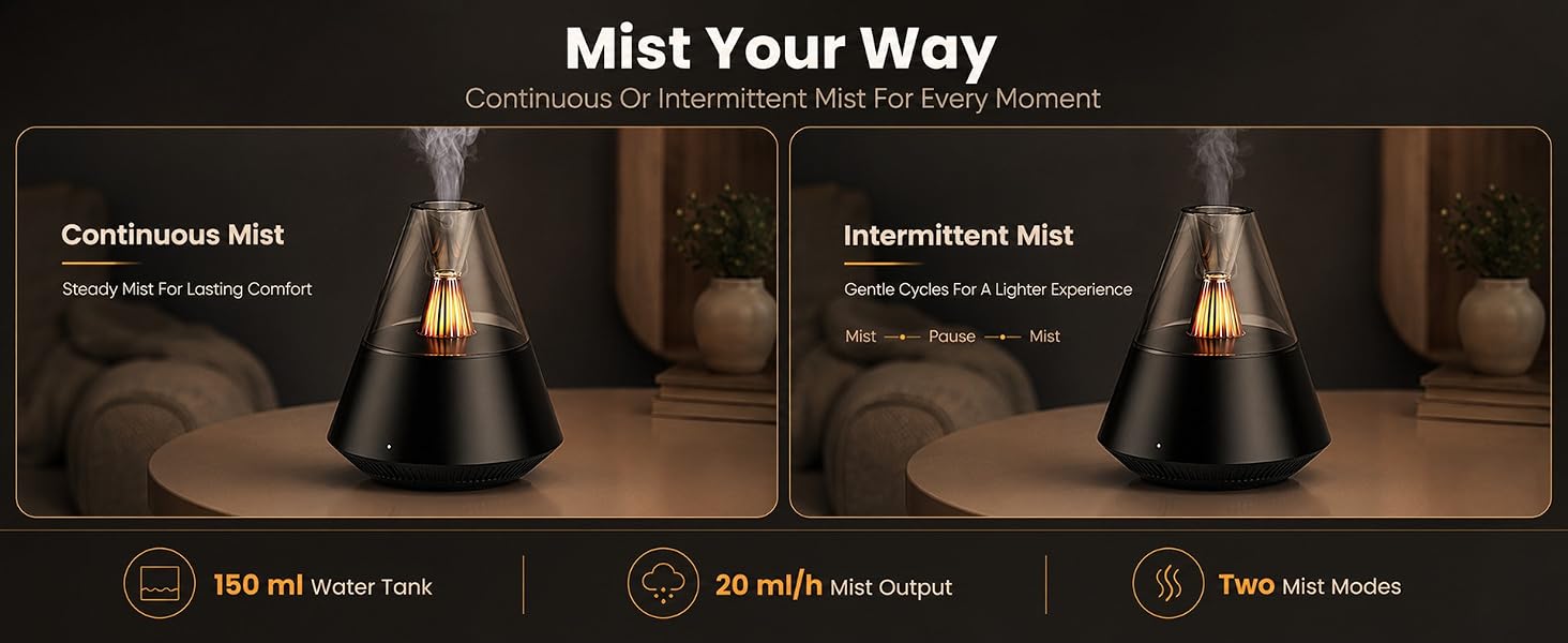 TriPro Essential Oils Aroma Diffuser,Portable Humidifier with Cool Mist and Warm Light Effect
