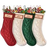 Tingtio Christmas Stockings Set of 4, Personalized Stocking Set with Name Plates, Custom Stocking...