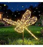 Flacchi Solar Lights Outdoor - Solar Garden Lights Dragonfly Decor with 240LED, Solar Powered Iro...