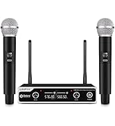 Wireless Microphone System D Debra UHF UBR-102 with Dual Handheld Cordless Mics, 260ft Range, Sui...