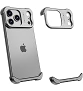 Losin Compatible with iPhone 17 Pro Max Frameless Case, Aluminum Metal Borderless Design, with Fr...