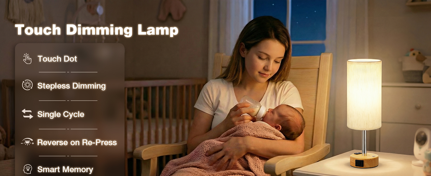 Touch Bedside Table Lamp with Memory