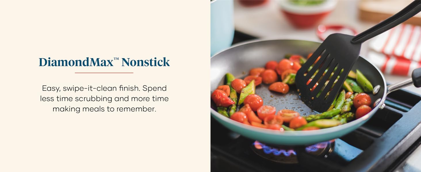 Farberware nonstick easy to clean, cooking veggies