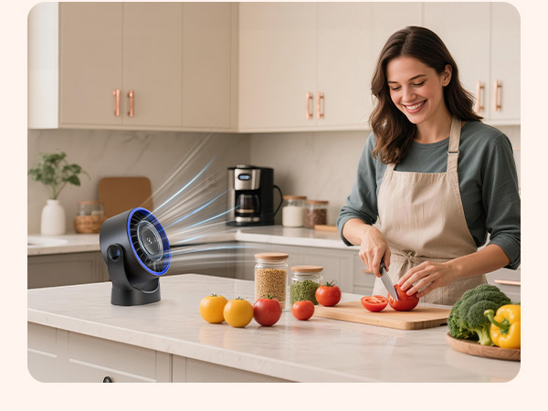 Series of kitchen preparation images showing person in beige apron and gray sweater chopping vegetables on wooden cutting board on white counter. Natural lighting and minimal modern kitchen setting.