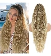 LEDIZE Ponytail Extension, Claw Clip on Pony tails Hair Extension for Women 28 Inch Long Wavy Cur...