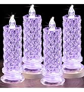 SupBri LED Candles, 4Pack Battery Operated Candles with Rose Light Halo, Romantic Flameless Pilla...