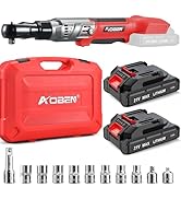 AOBEN 21V 3/8" Cordless Ratchet Wrench Kit-74 Ft-lbs Brushless Electric Power Ratchet with Variab...