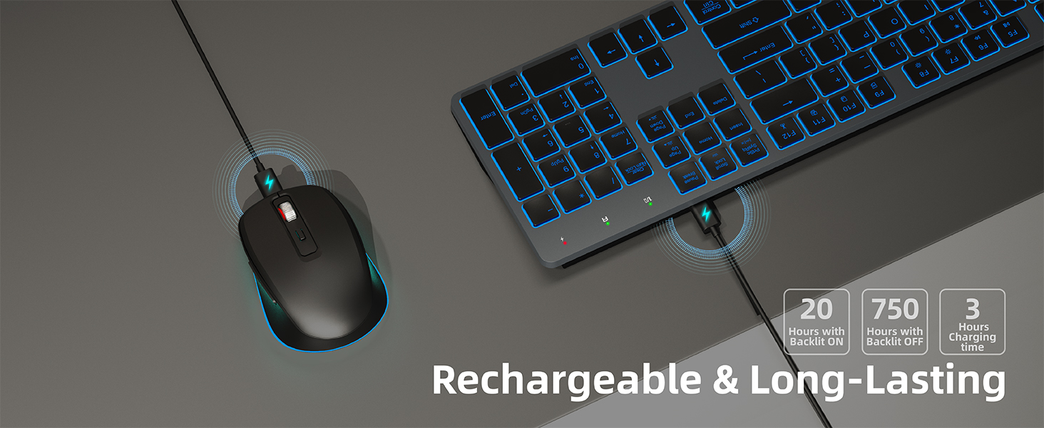 Rechargeable and long-Lasting keyboard and mouse