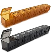 2 Pack Weekly Pill Organizer, Large 7 Day Pill Case, Daily Vitamin Case Medicine Box, AM/PM Pill ...