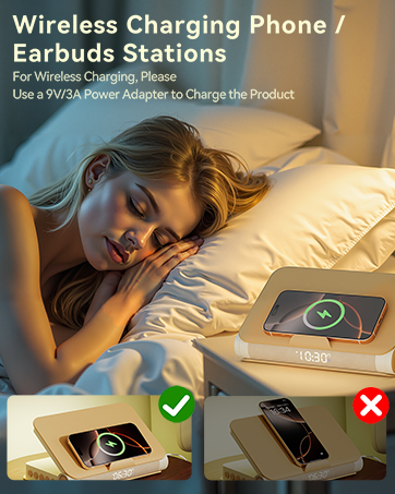 Alarm Clock with Wireless Charging