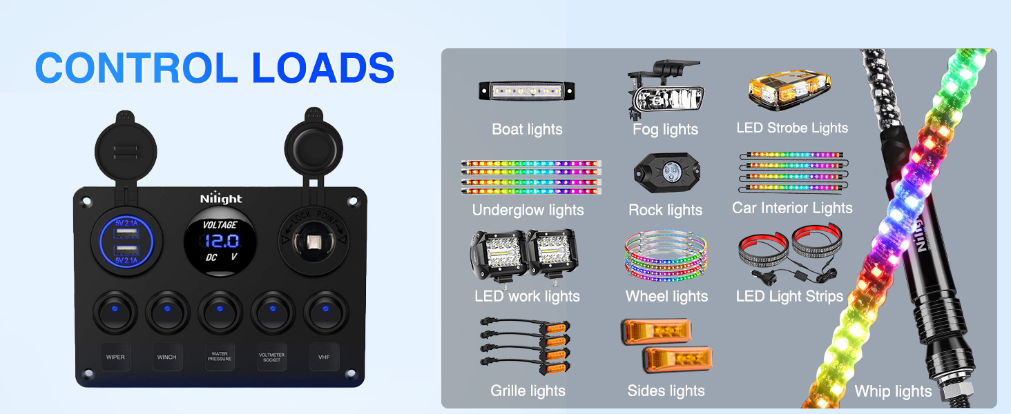 5 gang multi functional switch panel