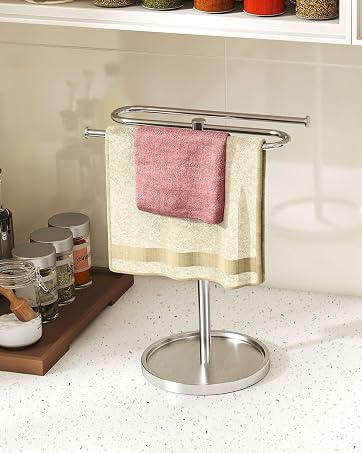 Brushed Nickel Hand Towel Holder Stand for Kitchen