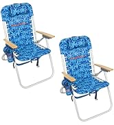 Tommy Bahama Hi-Boy 17" Seat Height 4-Position Lace-Up Suspension Folding Beach Backpack Chair