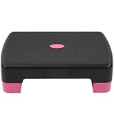 Fitvids 18" Aerobic Step Platform, Workout Stepper with Adjustable 2 Stackable Risers 3" 5.5" for...