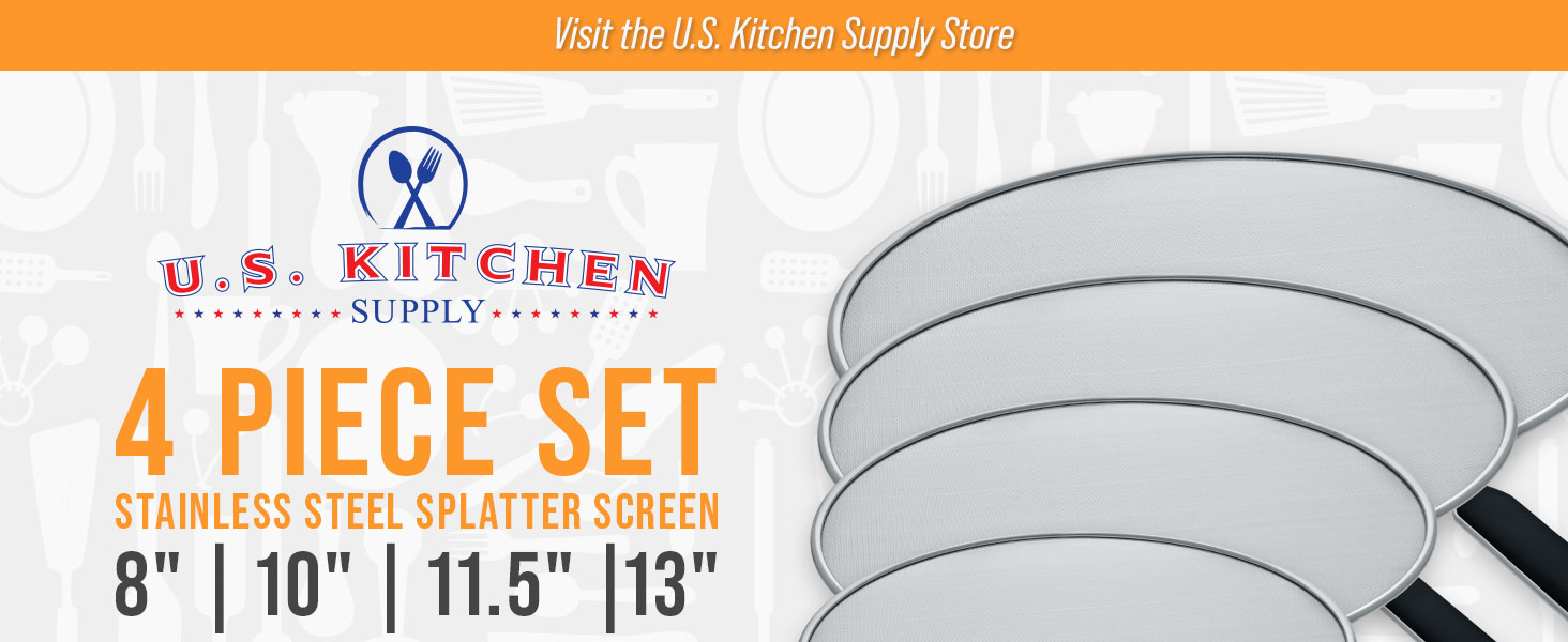 4-Piece Stainless Steel Splatter Guard Set for Frying Pans &amp;amp; Cooking Pots